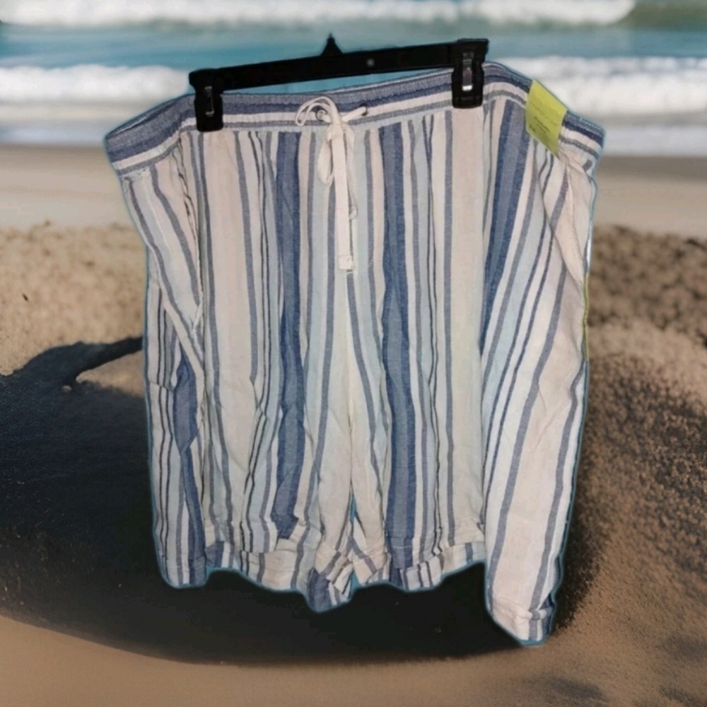 Juniper & Lime Women's Drawstring Shorts Pull On Elastic Waist Linen Sz 2X NWT